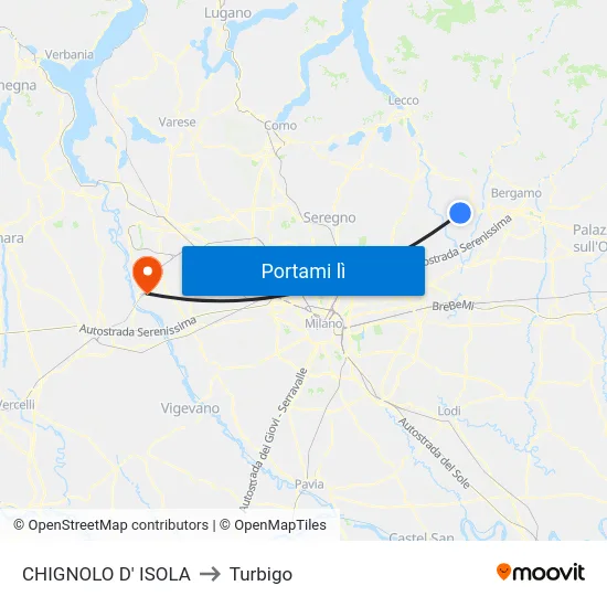 CHIGNOLO D' ISOLA to Turbigo map