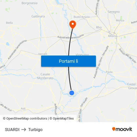 SUARDI to Turbigo map
