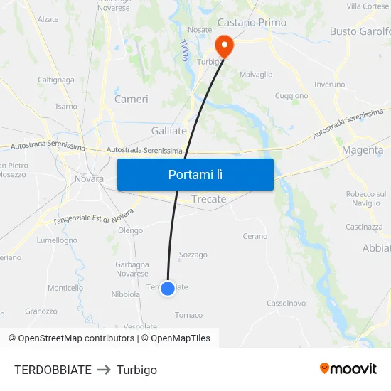 TERDOBBIATE to Turbigo map