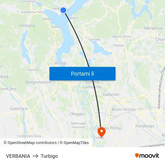 VERBANIA to Turbigo map