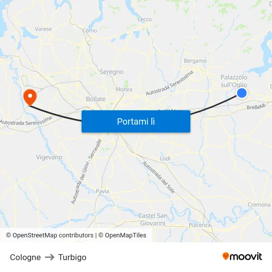 Cologne to Turbigo map