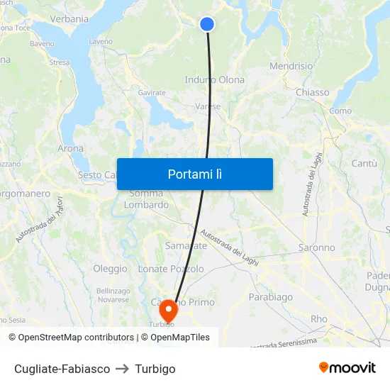 Cugliate-Fabiasco to Turbigo map