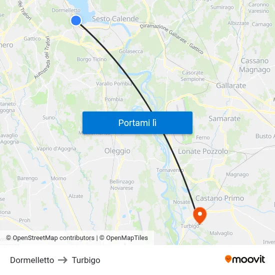 Dormelletto to Turbigo map
