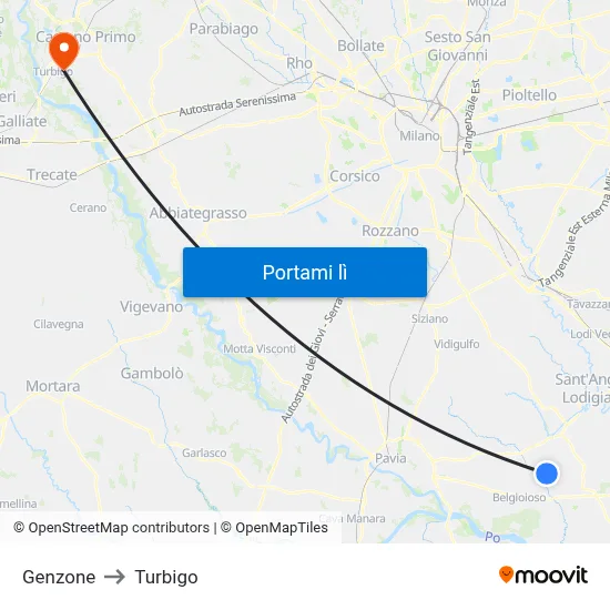 Genzone to Turbigo map
