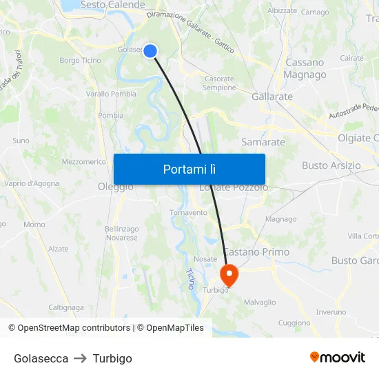 Golasecca to Turbigo map