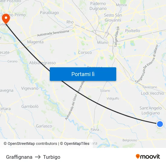 Graffignana to Turbigo map