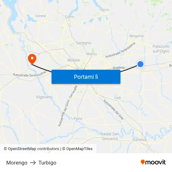 Morengo to Turbigo map