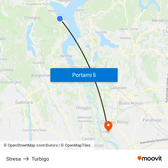 Stresa to Turbigo map