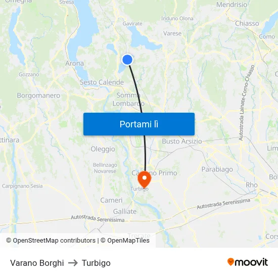 Varano Borghi to Turbigo map