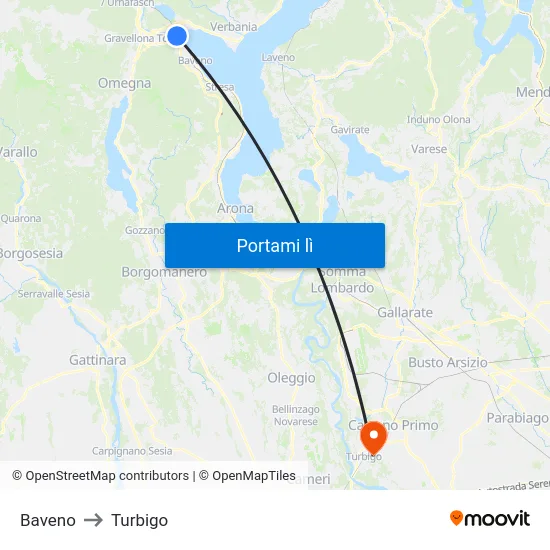 Baveno to Turbigo map