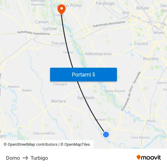 Dorno to Turbigo map