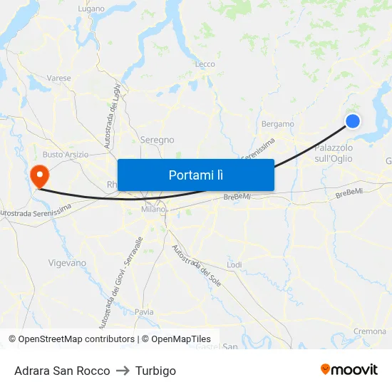Adrara San Rocco to Turbigo map