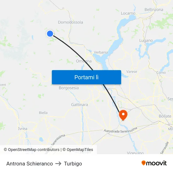 Antrona Schieranco to Turbigo map