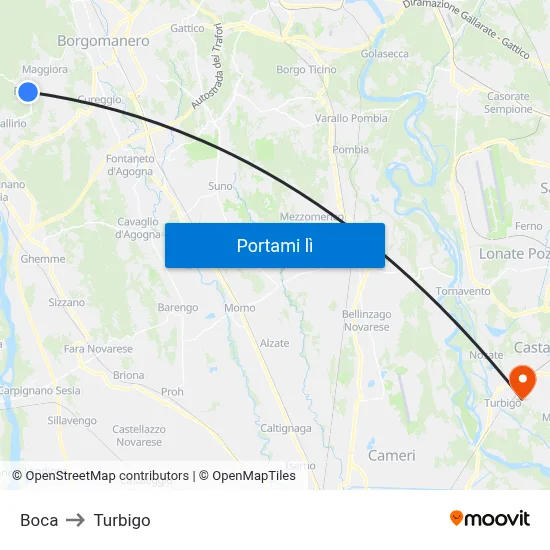 Boca to Turbigo map