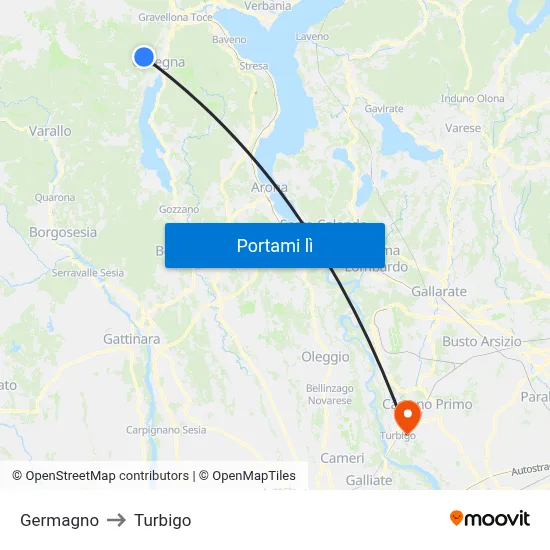 Germagno to Turbigo map