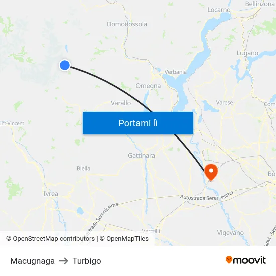 Macugnaga to Turbigo map