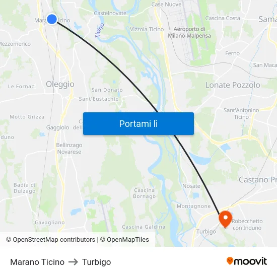Marano Ticino to Turbigo map