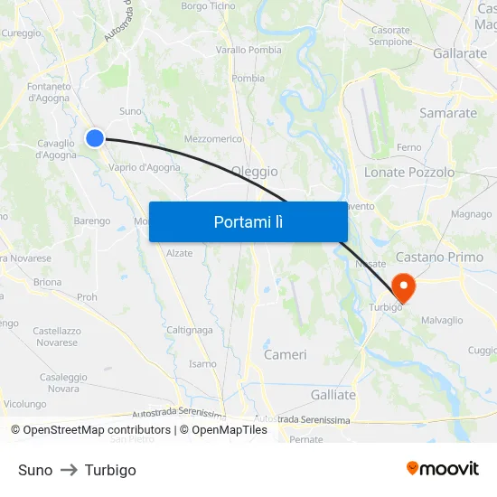 Suno to Turbigo map