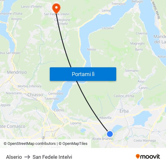 Alserio to San Fedele Intelvi map