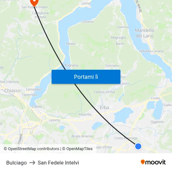 Bulciago to San Fedele Intelvi map