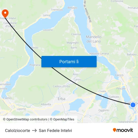 Calolziocorte to San Fedele Intelvi map