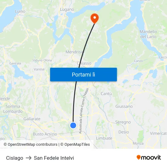 Cislago to San Fedele Intelvi map