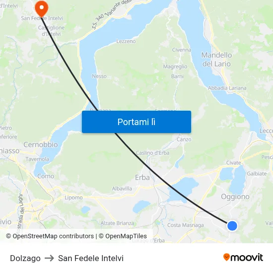 Dolzago to San Fedele Intelvi map