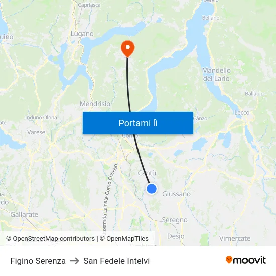 Figino Serenza to San Fedele Intelvi map