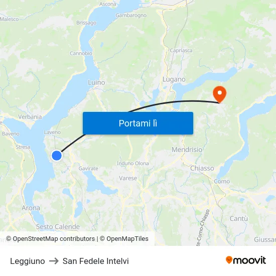 Leggiuno to San Fedele Intelvi map