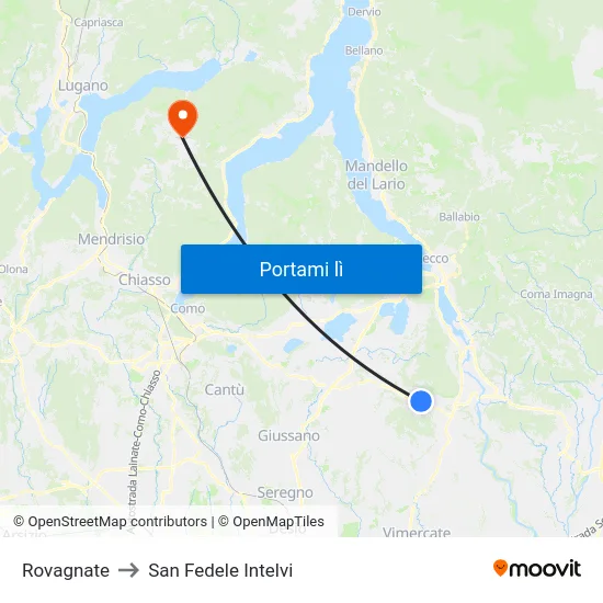 Rovagnate to San Fedele Intelvi map