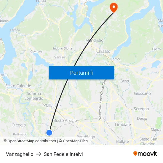 Vanzaghello to San Fedele Intelvi map