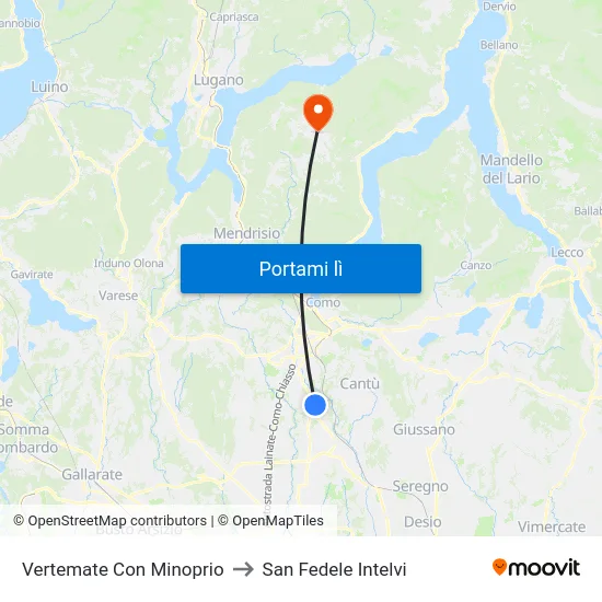 Vertemate Con Minoprio to San Fedele Intelvi map