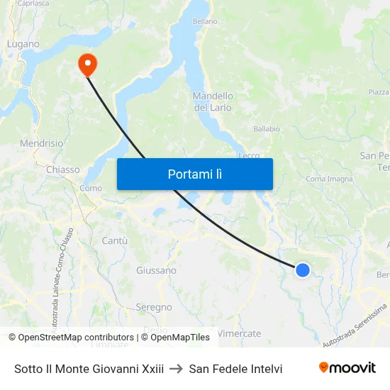 Sotto Il Monte Giovanni Xxiii to San Fedele Intelvi map