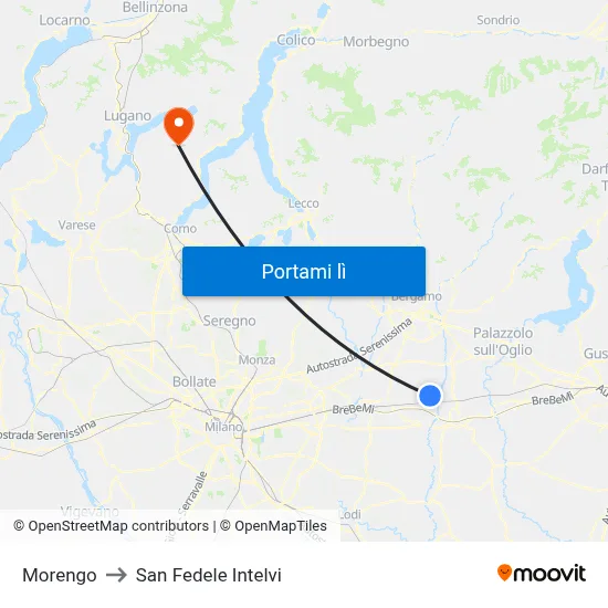 Morengo to San Fedele Intelvi map