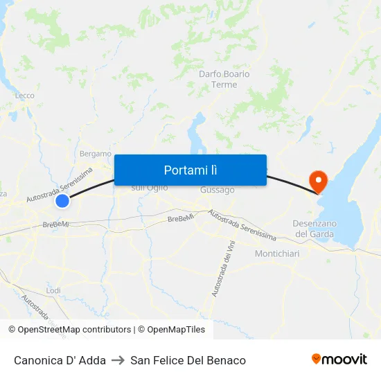 Canonica D' Adda to San Felice Del Benaco map