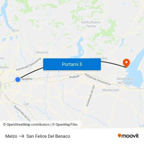 Melzo to San Felice Del Benaco map