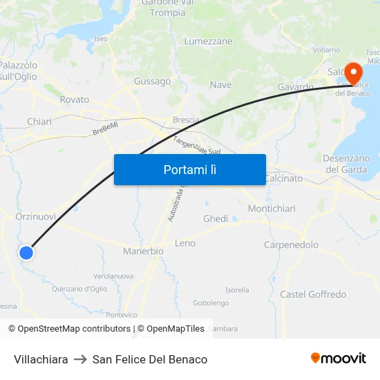 Villachiara to San Felice Del Benaco map