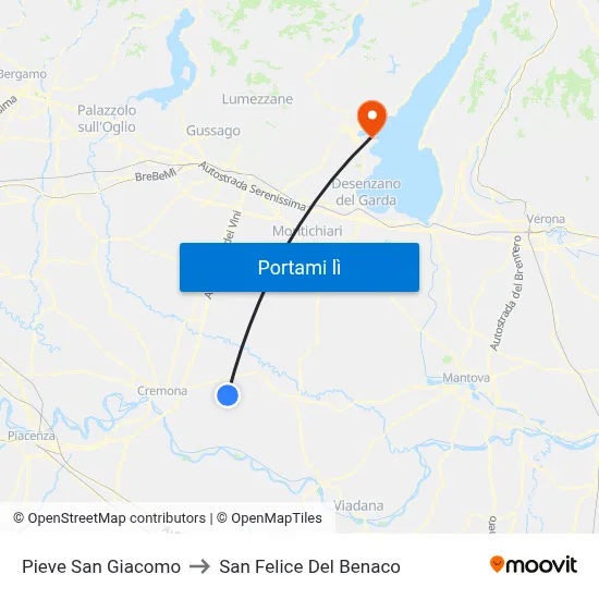 Pieve San Giacomo to San Felice Del Benaco map