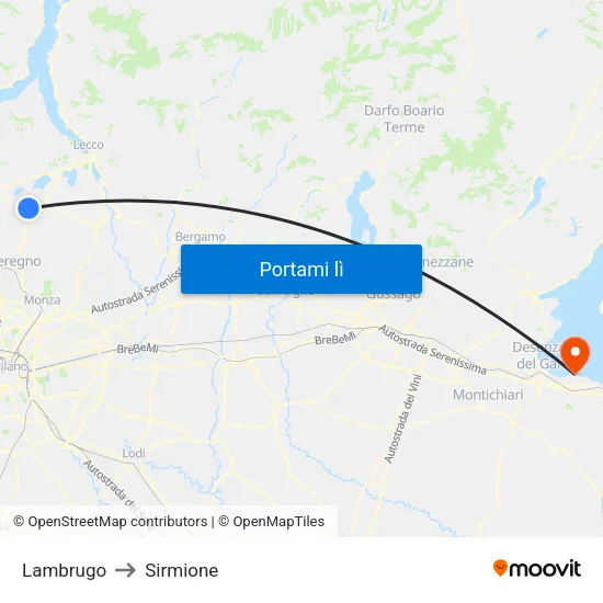 Lambrugo to Sirmione map