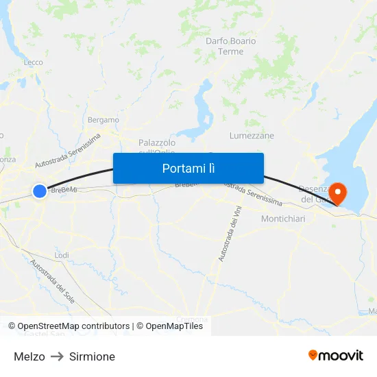 Melzo to Sirmione map