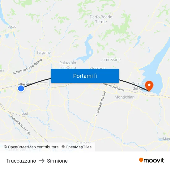Truccazzano to Sirmione map