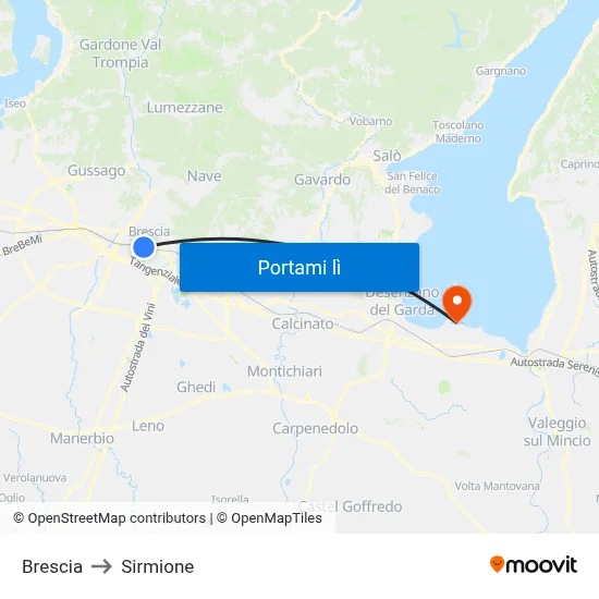 Brescia to Sirmione map