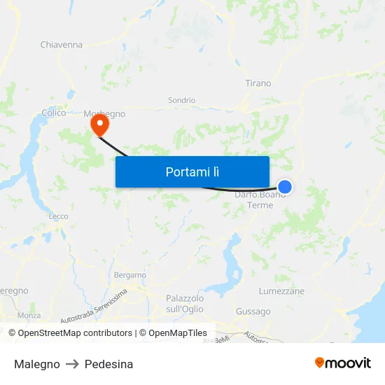 Malegno to Pedesina map