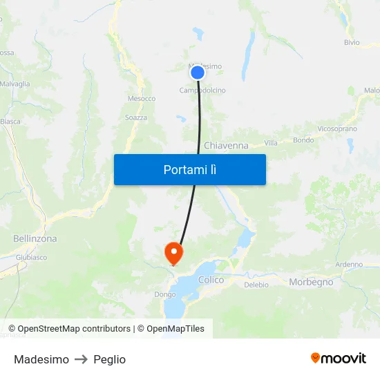 Madesimo to Peglio map