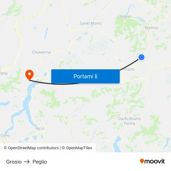 Grosio to Peglio map