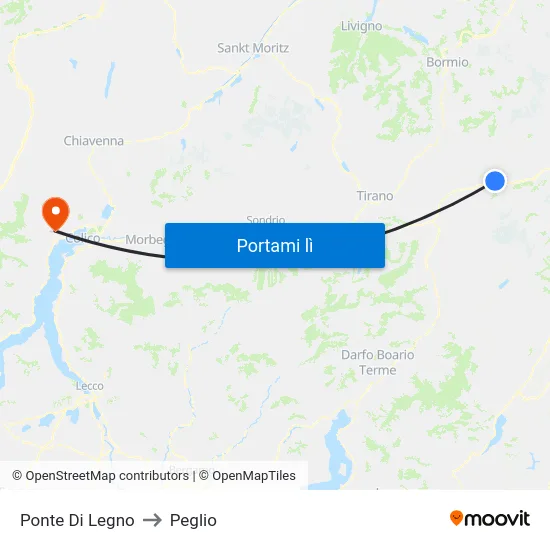 Ponte Di Legno to Peglio map
