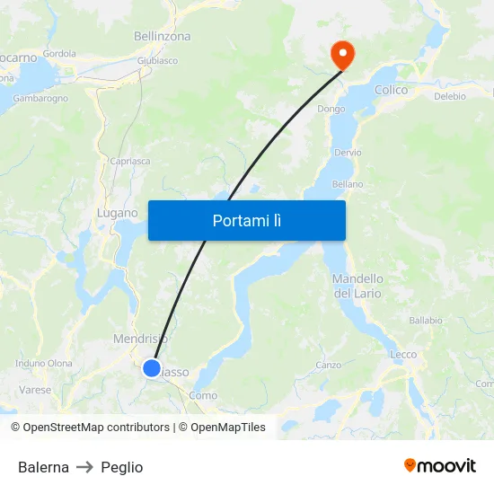 Balerna to Peglio map