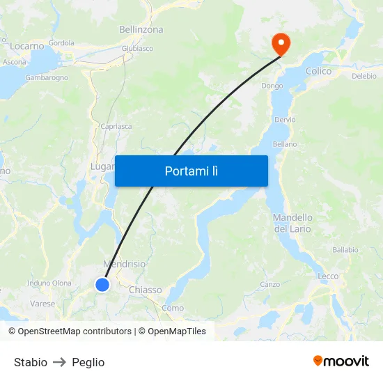 Stabio to Peglio map