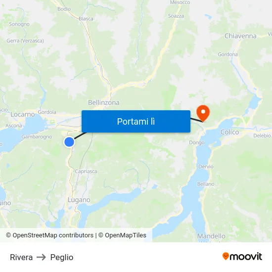 Rivera to Peglio map