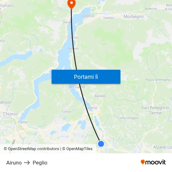Airuno to Peglio map